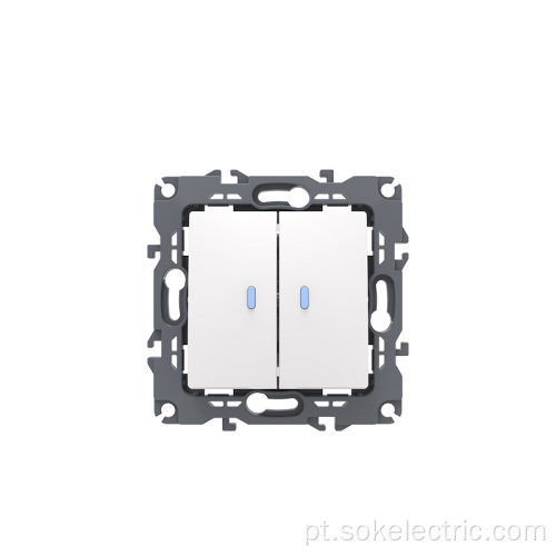 2Gang 1Way Switches com terminal sem parafusos branco indicador